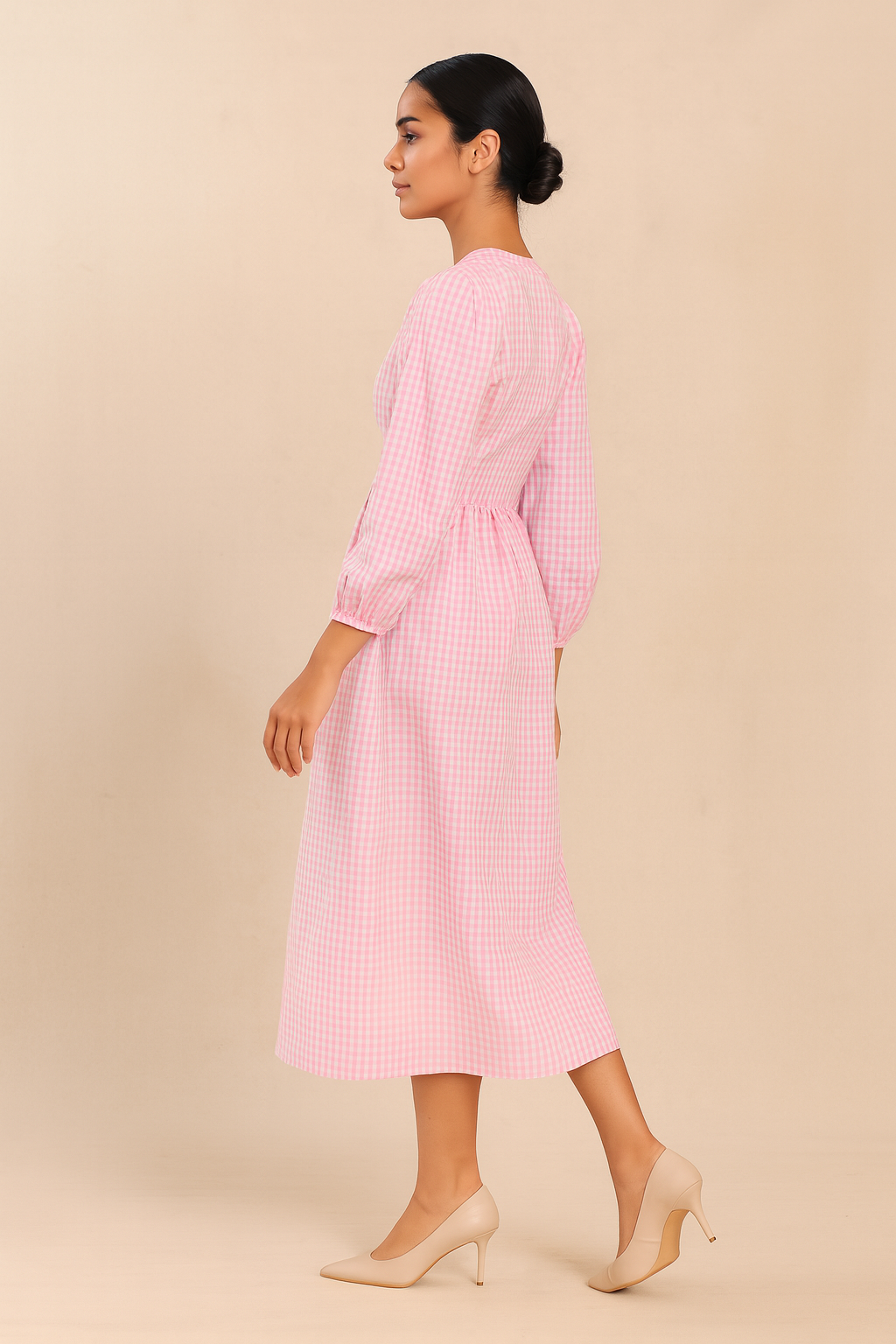 Au Vie Pink & White Gingham Dress – Women’s Summer Fashion Dubai & Qatar