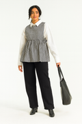 Monochrome Gingham Layered Peplum Top