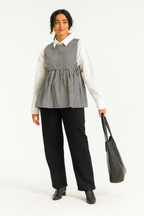 Monochrome Gingham Layered Peplum Top